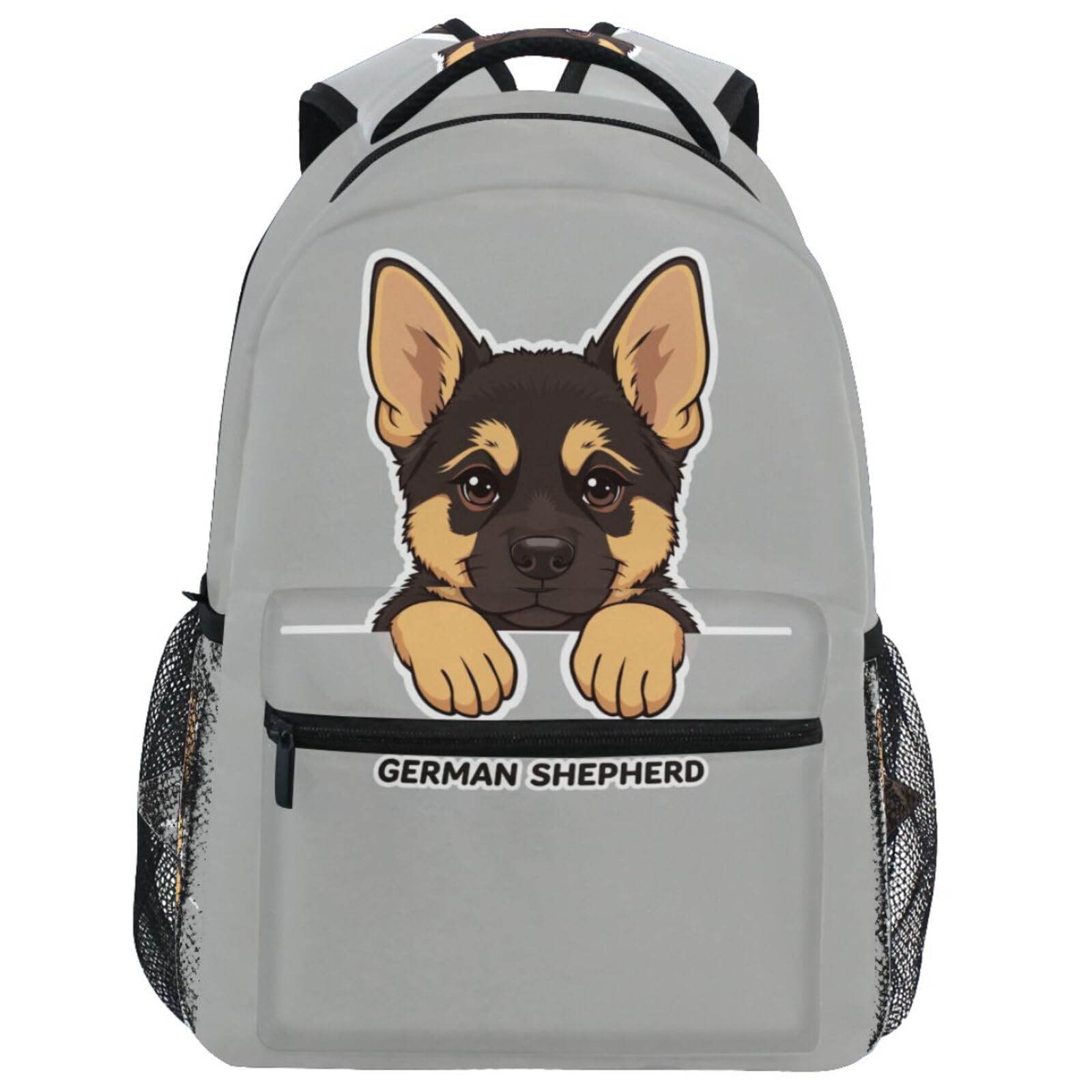 Pfrewn German Shepherd Dog Backpacks for Girls Boys Puppy Animals School Backpack Bookbags for Kids Students 16"