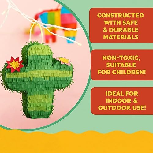 Miniatura 2 de GIFTEXPRESS Paquete de 6 mini piñatas de cactus de 6 pulgadas, piñatas para Cinco de Mayo, fiestas, taco, llama, cumpleaños, carnaval, aula y centro