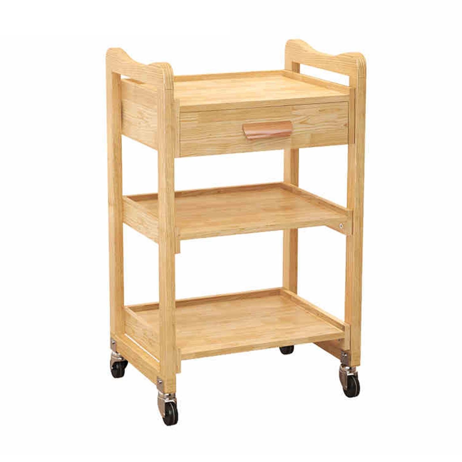 Barbershop Tool Cart Cart with Drawer Three-Layer Rack with Wheels,Solid Wood Frame Layered Storage,Increased Height Convenient Universal Pulley,Suitable for Salon Spa Tattoo
