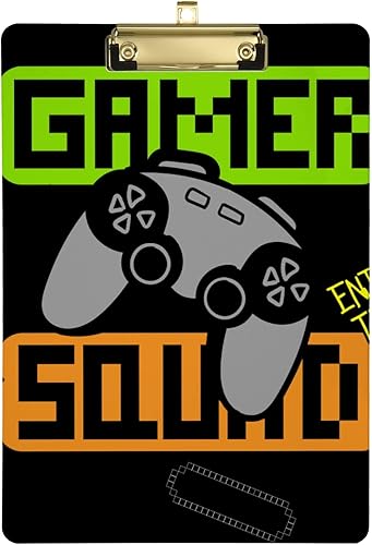 Miniatura 2 de Yasala Portapapeles acrílico Gamer Squad Joystick controlador de videojuegos tamaño carta A4 tablero de clip estándar con clip de perfil bajo de