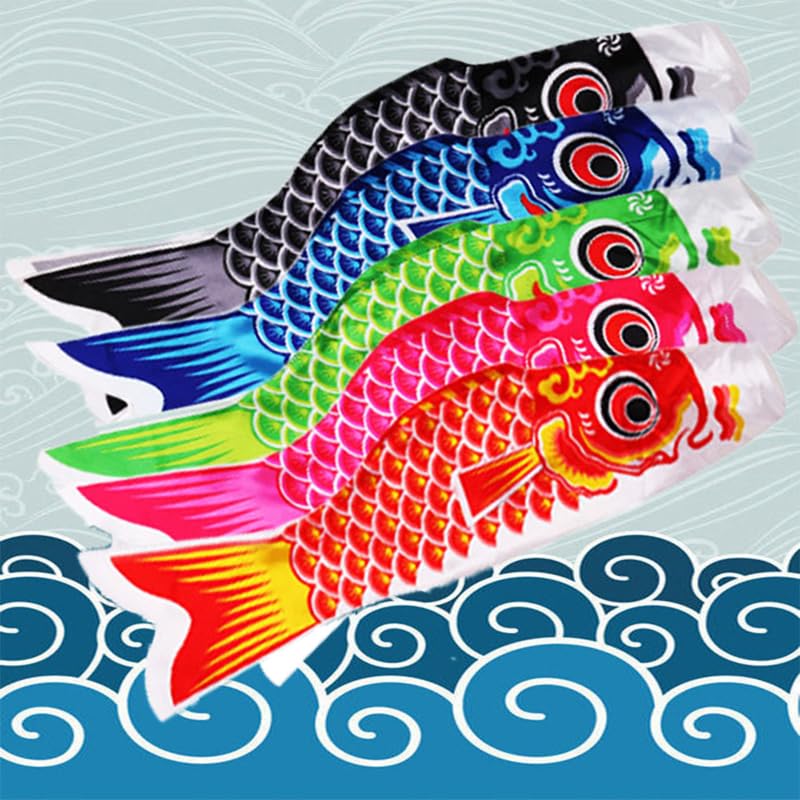 Colorful Koinobori Set – 5 Carp Streamers, 20cm