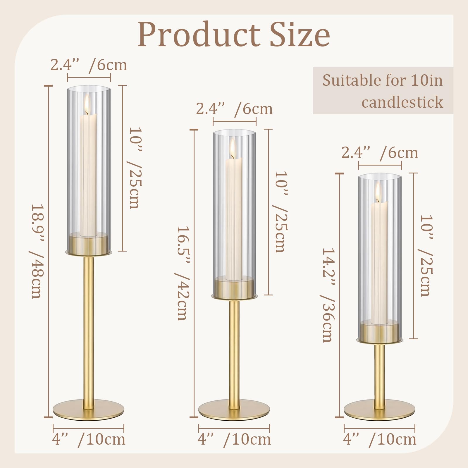 Gold Hurricane Candle Holders - Set of 6 -2