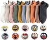 GEYIWSSXY 10 Pairs of Womens Cotton Socks Comfortable Cute Cartoon Embroidered Funny Short Unisex Ankle Socks