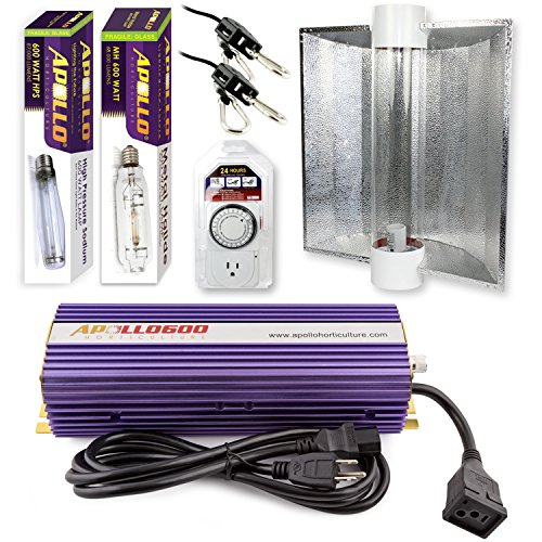 Apollo Horticulture Glk600Ctac 600 Watt Grow Light Digital Dimmable Hps Mh System For Plants Air Cool Tube Hood Set (628586830622)