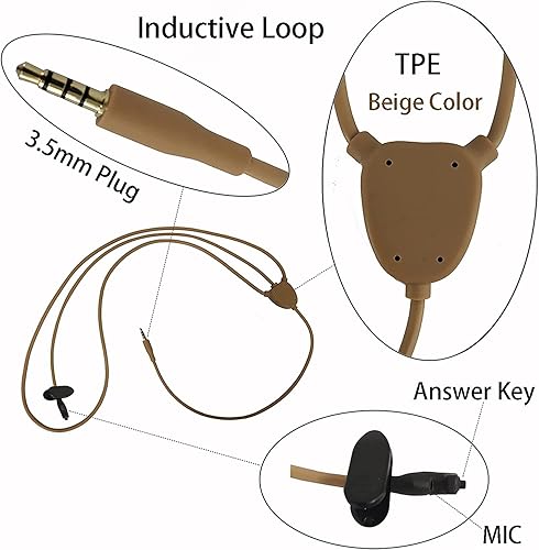 Miniatura 4 de wondcam Auriculares micro espía con micrófono, auriculares invisibles y kit de bucle inductivo para transferencia de teléfono celular, sonido de