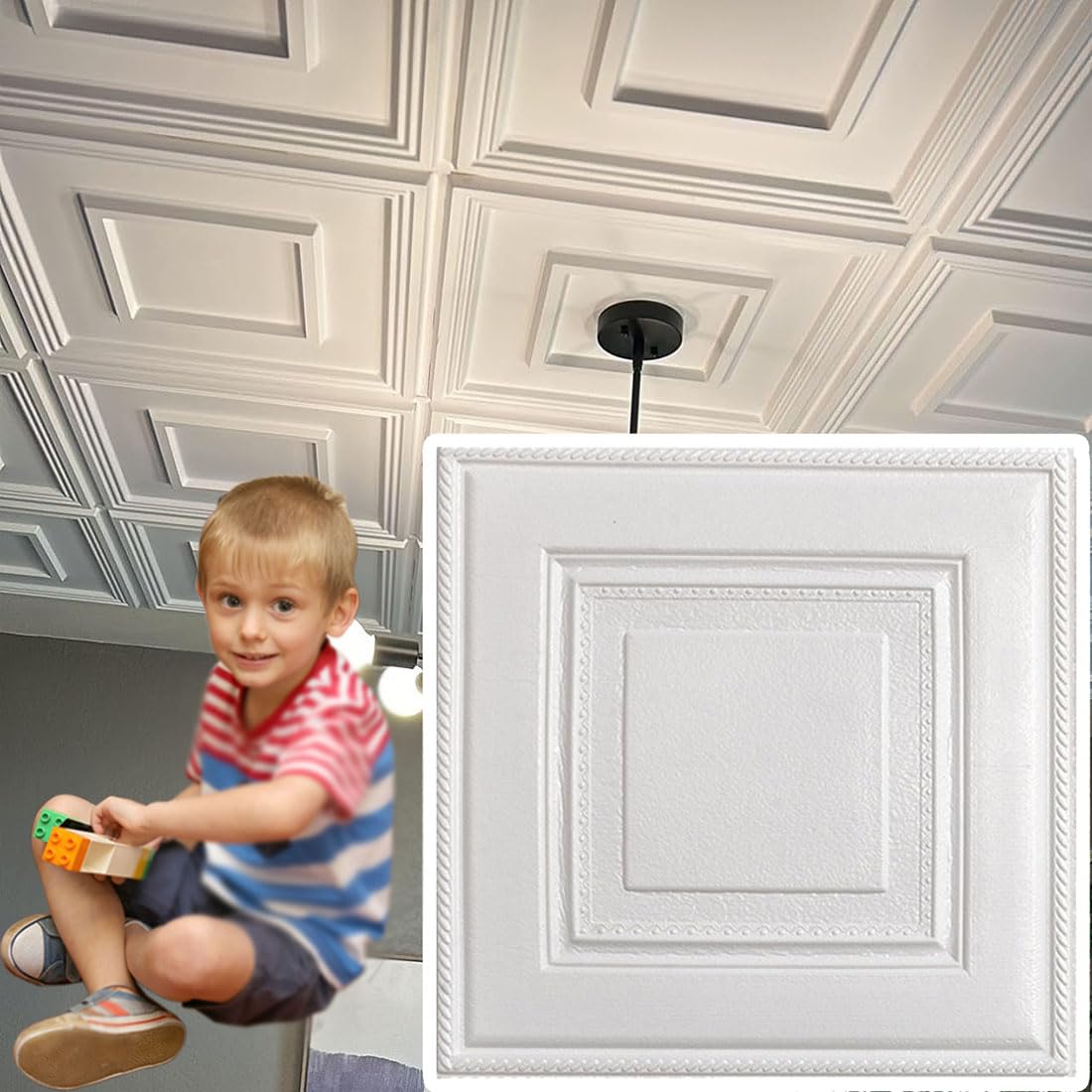 Panneau à découper et coller pour créer un mur d'accent moderne et lumineux dans la chambre