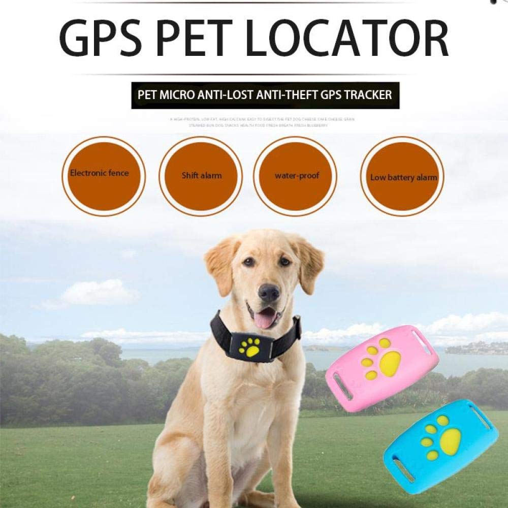 Rastreador GPS para Mascotas Collar Perros Gatos Dispositivo para localización de posicionador GPS para Perros a Prueba de Agua Cable USB Valla de Seguridad Recargable para Mascotas-Cielo Azul