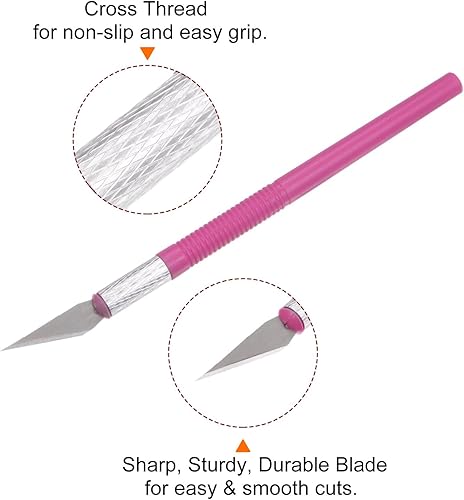 Miniatura 5 de HARFINGTON 1 juego (13 piezas) de cuchillos de manualidades, 3 cuchillos Hobby Exacto y 10 piezas de 9 tipos de cuchillas de repuesto con caja de