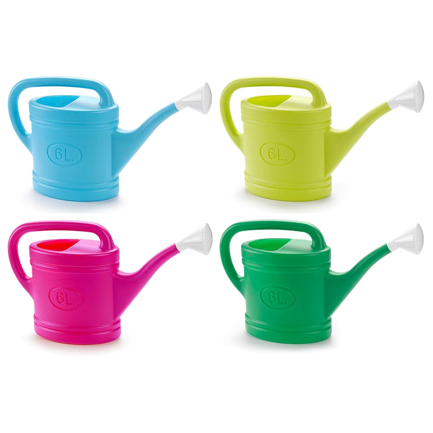 Tradineur Lot de 4 Arrosoir Plastique Capacité 6L Ustensiles de Jardinage Arrosage Maison Balcon Terrasse Patio Couleur Aléatoire
