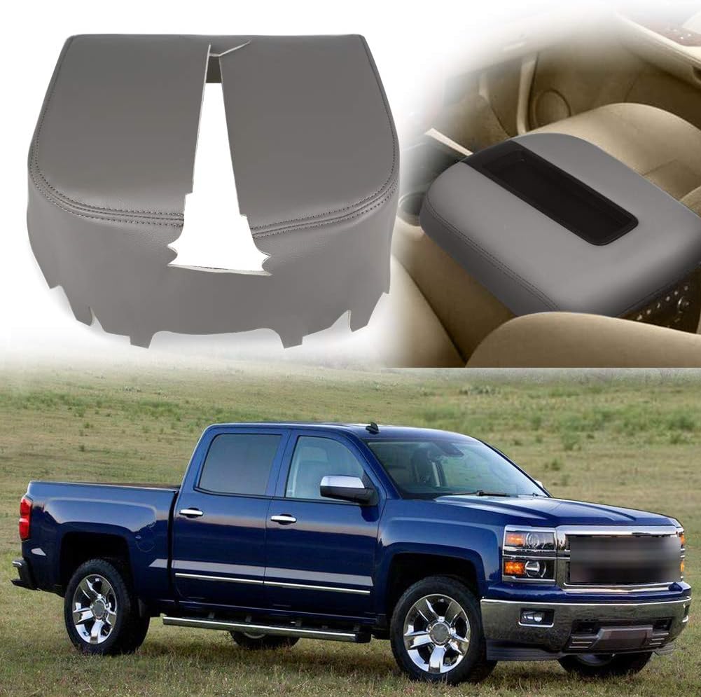 VANJING Compatible with Center Console Cover Armrest Cover Chevy GMC Avalanche Silverado Tahoe Suburban Yukon Yukon XL Sierra 2007-2013(Leather Part Only)