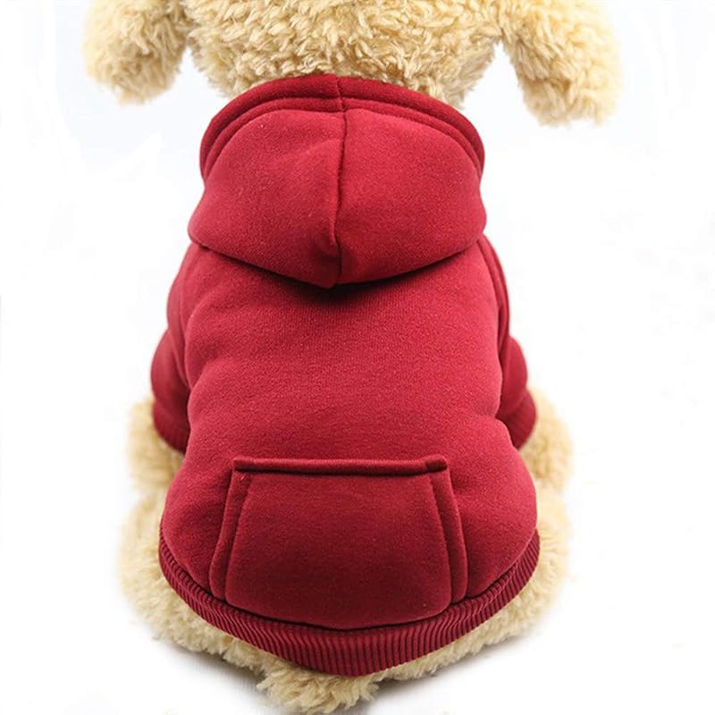 Moletom com capuz para cães pequenos em poliéster com bolso JECIKELON — Wine red, Small