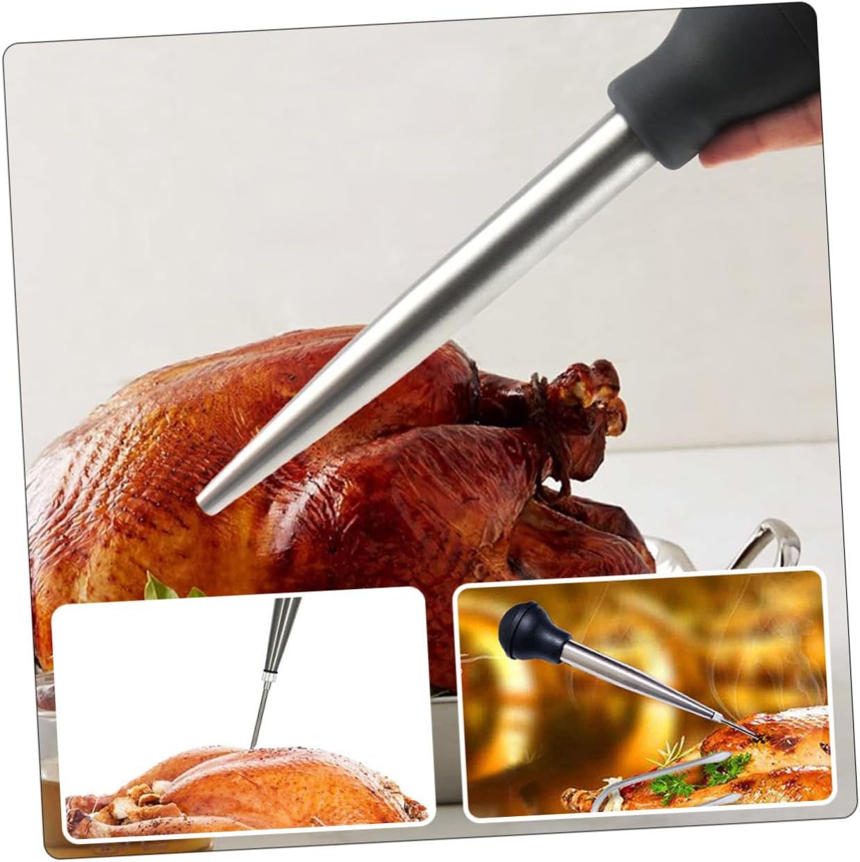 Turkey Marinade Injector with Black Single Needle Food-grade Cooking Tool for Moistening and Flavoring Meat for Roast Chicken Turkey Goose Bbq and Kitchen Use