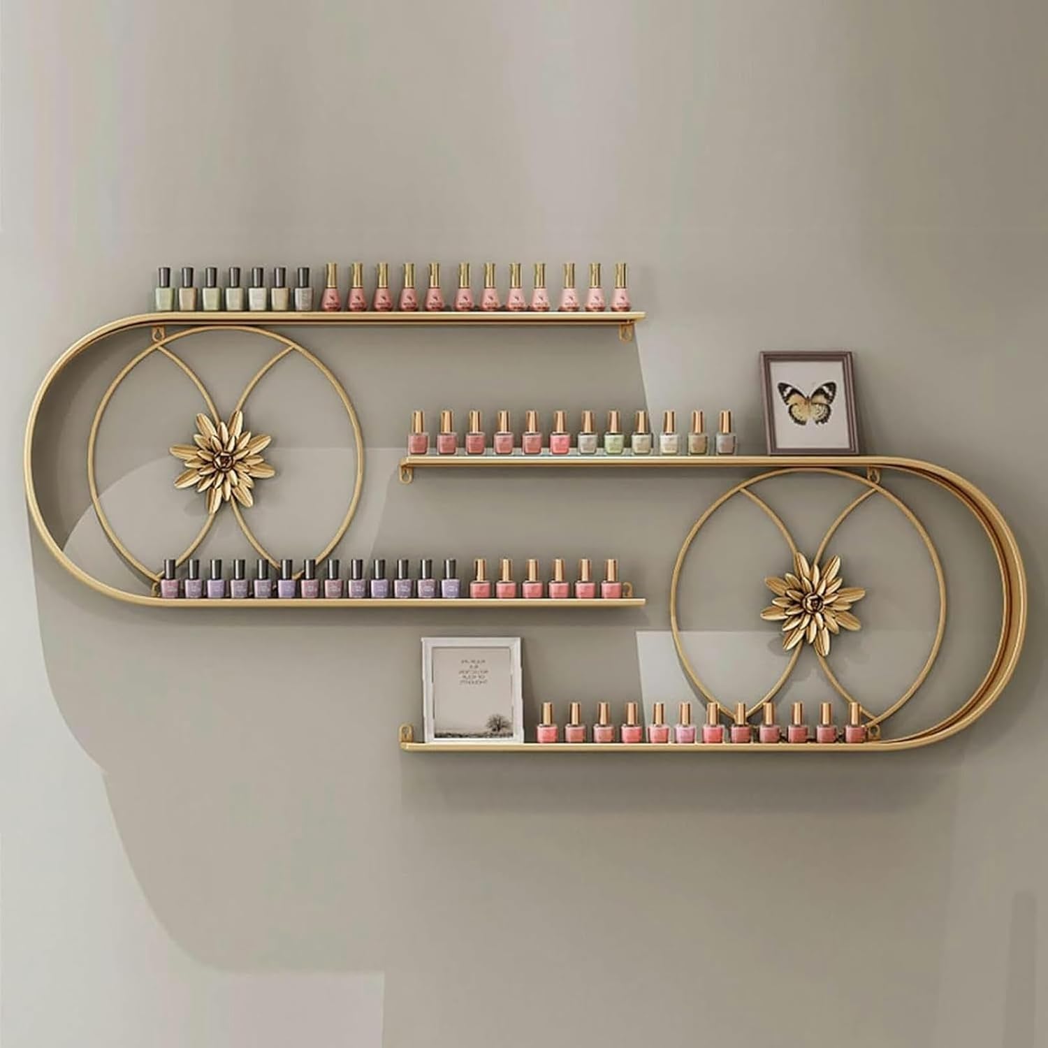Storage rack, Wall Mounted Nail Polish Storage Racks Organizer Essential Oil Shelf, Metal Nail Polish Bottles Display Organizer Wall Rack Holder