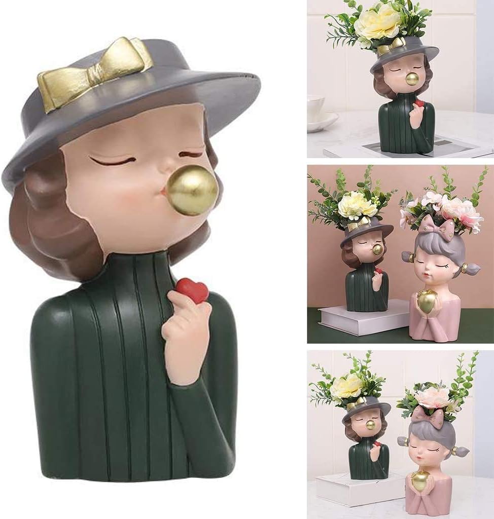 Flower Pot Girl Flowerpot Flower Vase Girl Vase Flower Pot Living Room Table Art Statue Desk Decoration for Birthday Wedding - Style 1