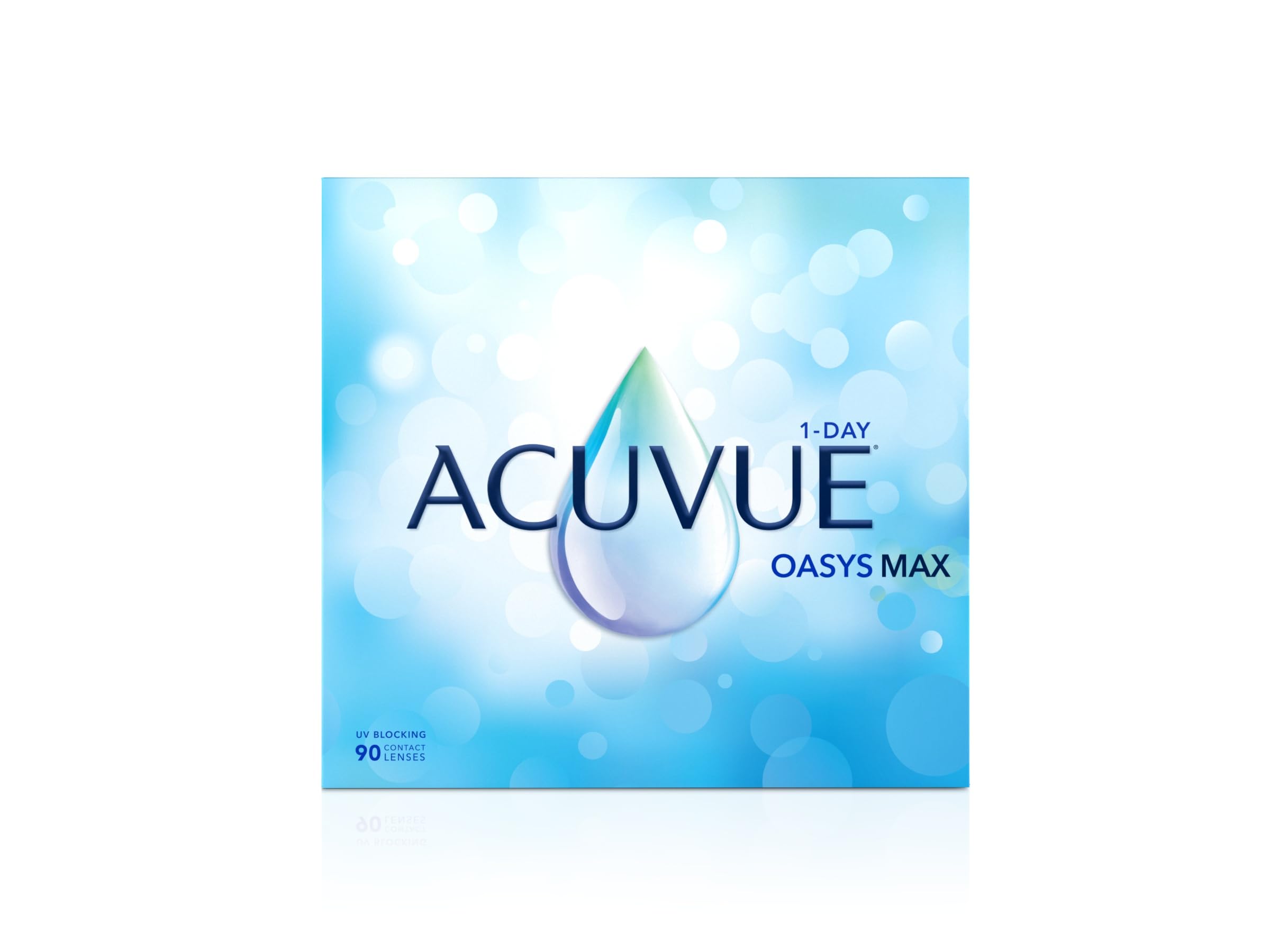 ACUVUE OASYS MAX 1-​Day, lenti a contatto giornaliere; Comfort tutto il giorno e visione nitida, filtrano la maggior parte della luce blu-​viola;-​2.00 diottrie; BC 8.5; DIA 14.30; 90 lenti