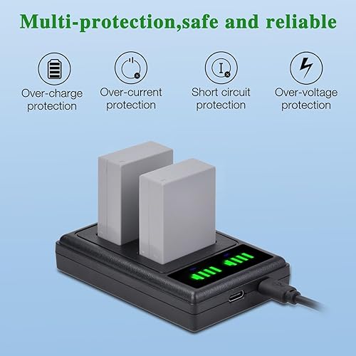 Miniatura 6 de Tectra 2 baterías NB-10L NB10L y cargador dual LED para cámara digital Canon PowerShot SX60 HS, SX50 HS, SX40 HS, G1X, G3X, G15, G16