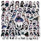 50 pezzi, materiale PVC, adesivi per cellulare, impermeabili, set di adesivi, animazione, decorazione fai da te, utilizzabili come regalo di compleanno, etichetta, adesivi. (La ragazza gotica)