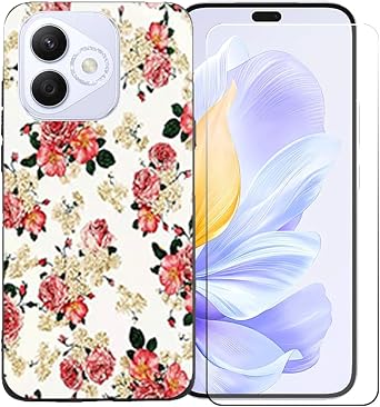 غطاء TPU لهاتف Honor 400 Lite + زجاج مقوى عالي الدقة، غطاء خلفي واقي من السيليكون - 9 صلابة واقي شاشة مضاد للخدش لهاتف Honor 400 Lite - OOYLLM1
