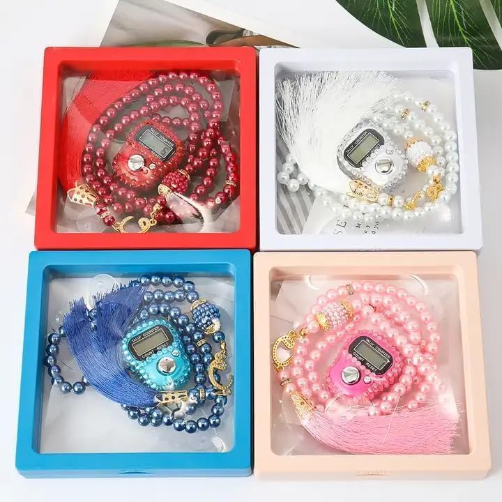 Image of Luxury Gifts Beads Prayer Tasbeeh with Digital Tally Counter Visible Box Tasbih Gift Set (Random Colour)