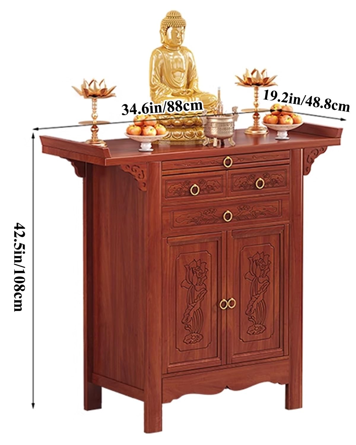 Tavolo Da Preghiera, Altare Di Meditazione In Legno Con E Cassetto, Supporto Per Altare Di Meditazione Zen, Per Casa/ingresso/pooja/offerte(34.6in/88cm)