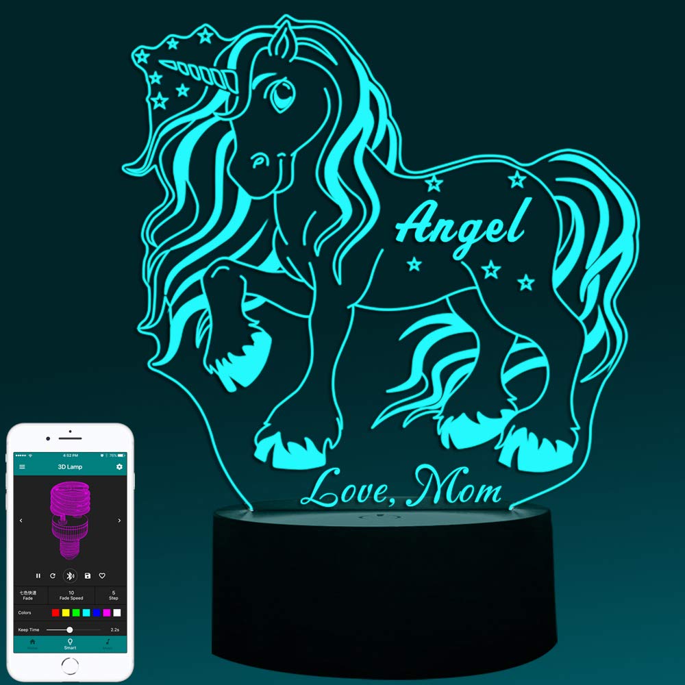 Regalos para niñas, lámparas nocturnas personalizadas para niños, niños, niñas o niños, lámparas de escritorio unicornio personalizadas para cumpleaños, Halloween, Navidad, año nuevo, dormitorio