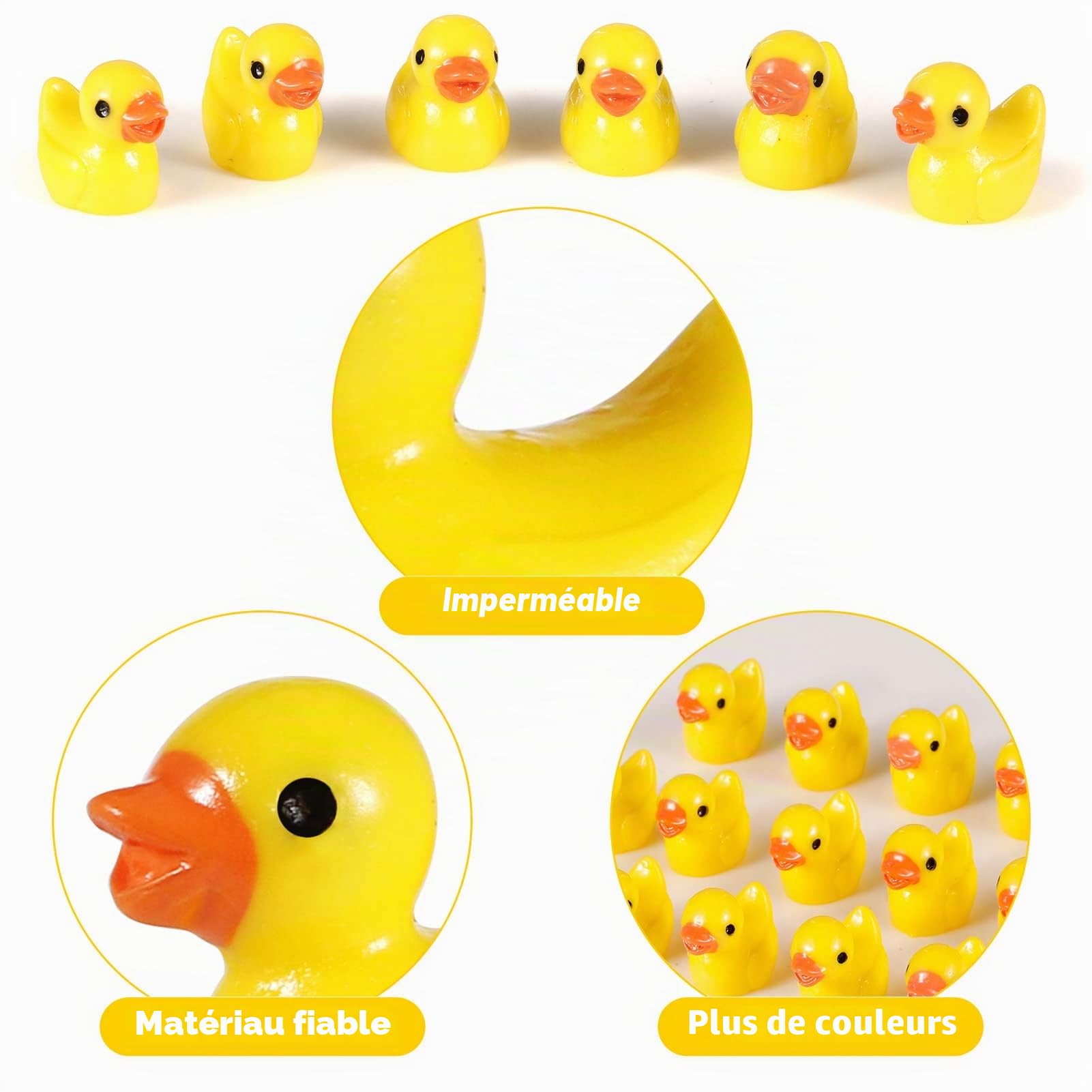Fanshiontide Mini Canards en Résine - Lot de 100 Figurines d'Animaux pour Aquarium et Décoration de Jardin (Jaune)