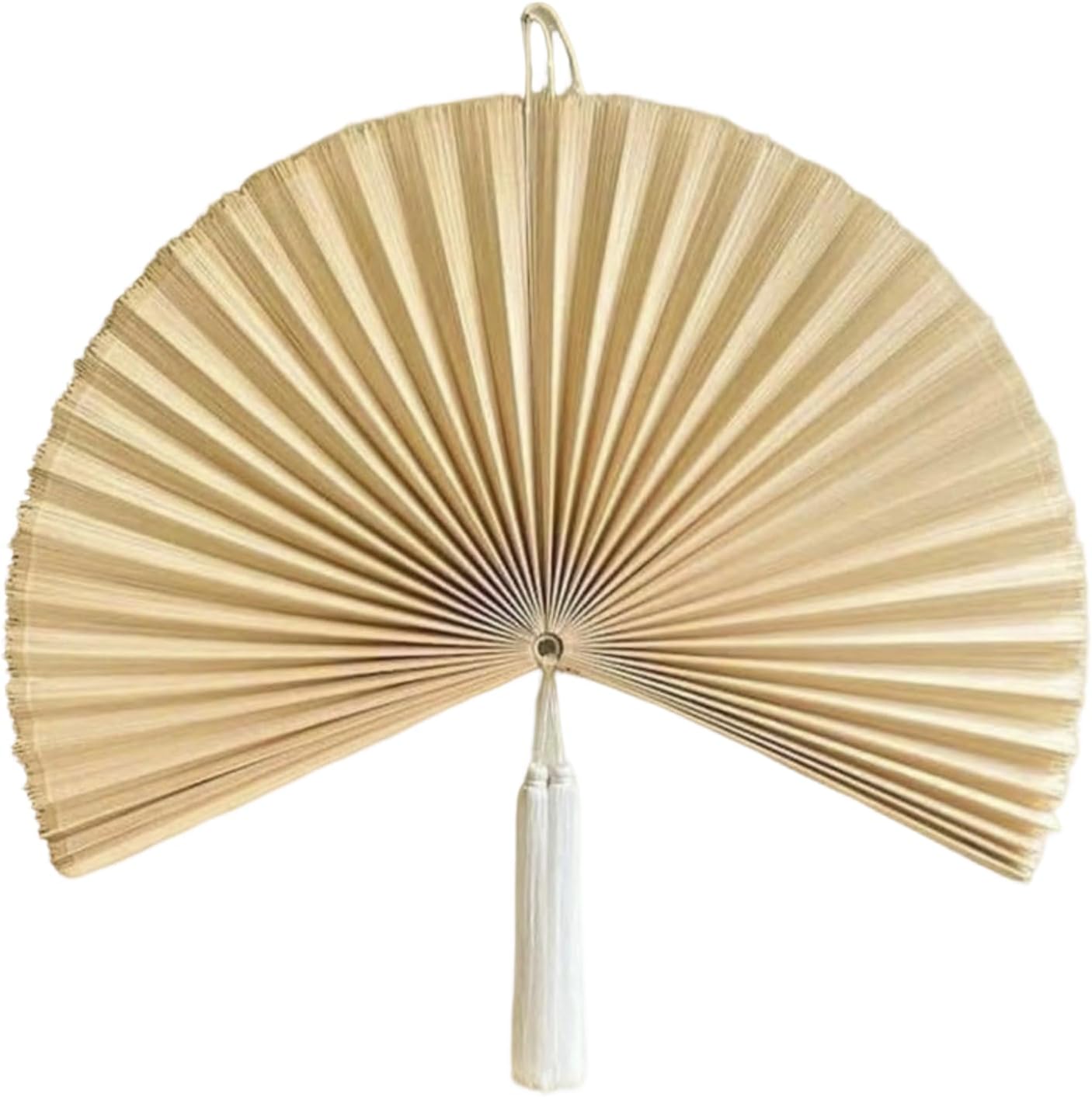 Hand Woven Bamboo Wall Fan, Boho Wall Hanging Decoration, Semi Folded Pleated Wall Art with Tassel, for Bedroom Living Room Fireplace Home Decor Use
