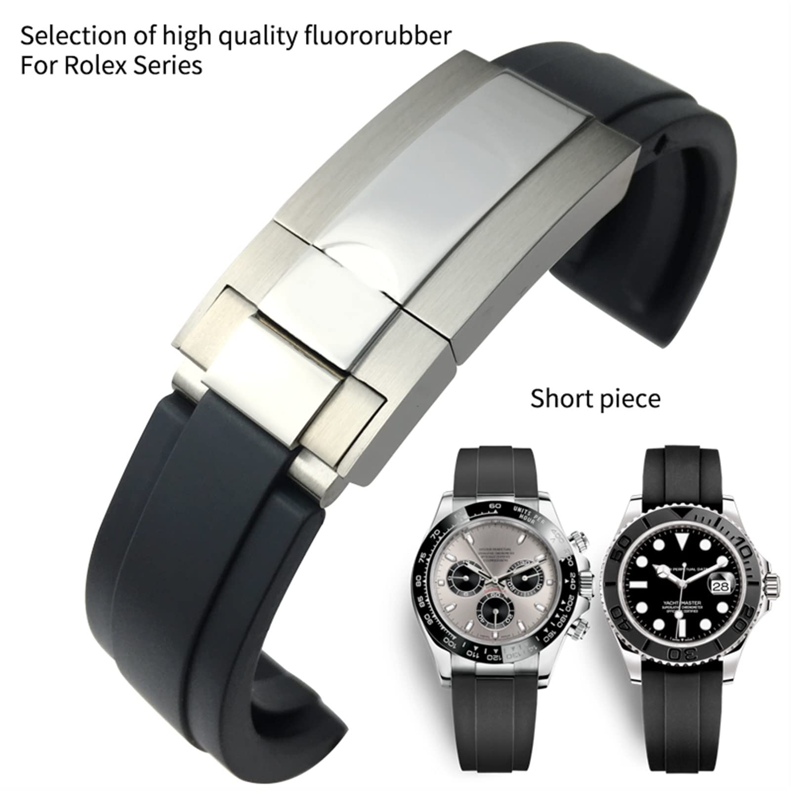 SERDAS Cinturino In Gomma Fluoro Di Alta Qualità Da 20 Mm Per Ruolo Daytona GMT Sottomarino GMT Oysterflex. Cinturino Impermeabile Braccialetto Nero