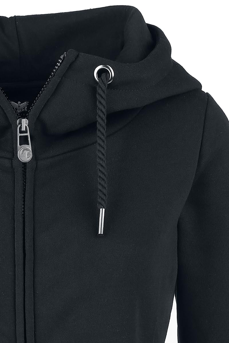 Black Premium by EMP Damen schwarzer Basic Kapuzenzipper - Klassischer Hoodie mit Reißverschluss und Taschen