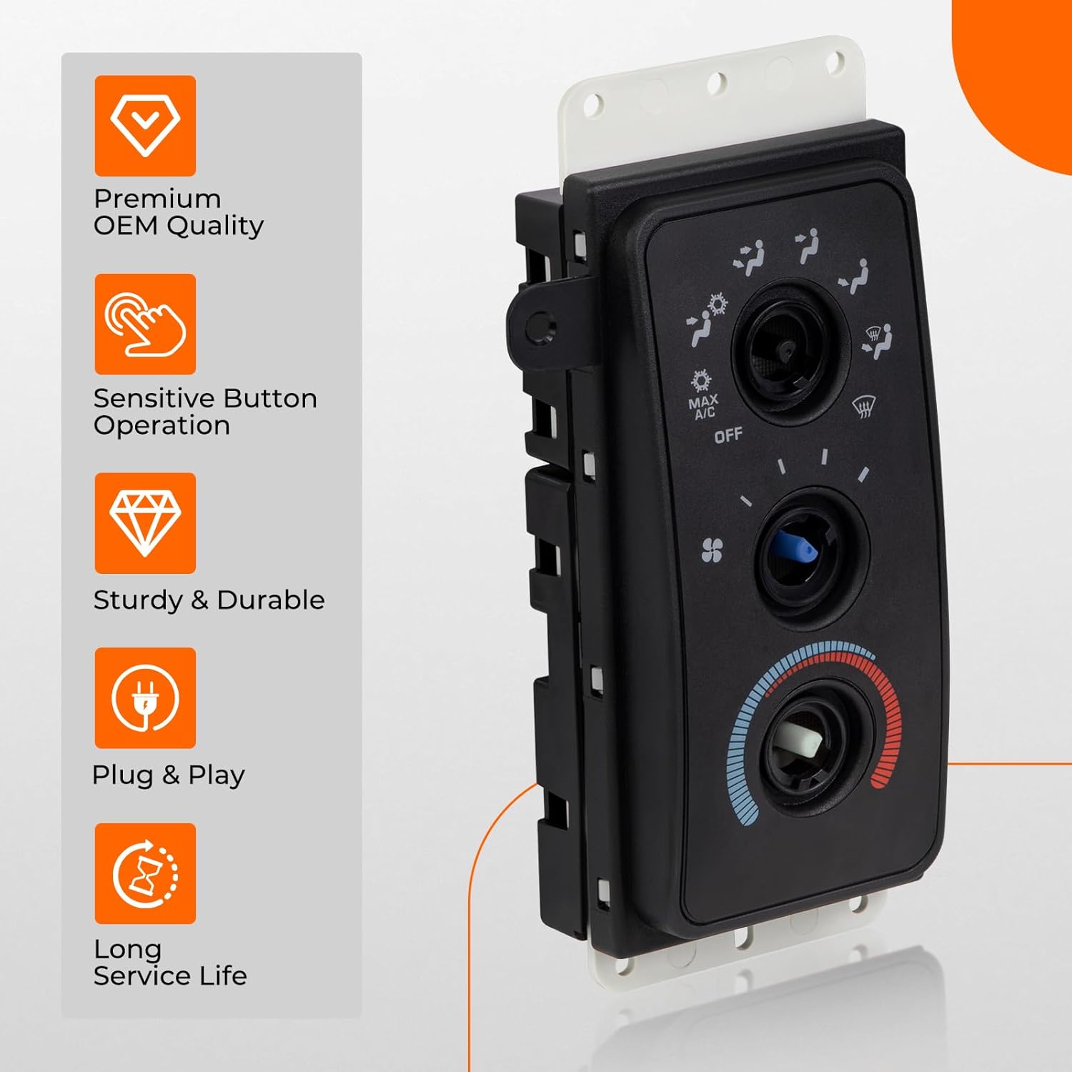 5015734AA A/C Heater Climate Control Module Panel Compatible with 1999-2001 Dodge Ram 1500 For 1999 2000 2001 2002 Ram 2500/3500 Air Conditioning Heater Control Panel 7+3Pins HS364 68171480AA W/O Knob