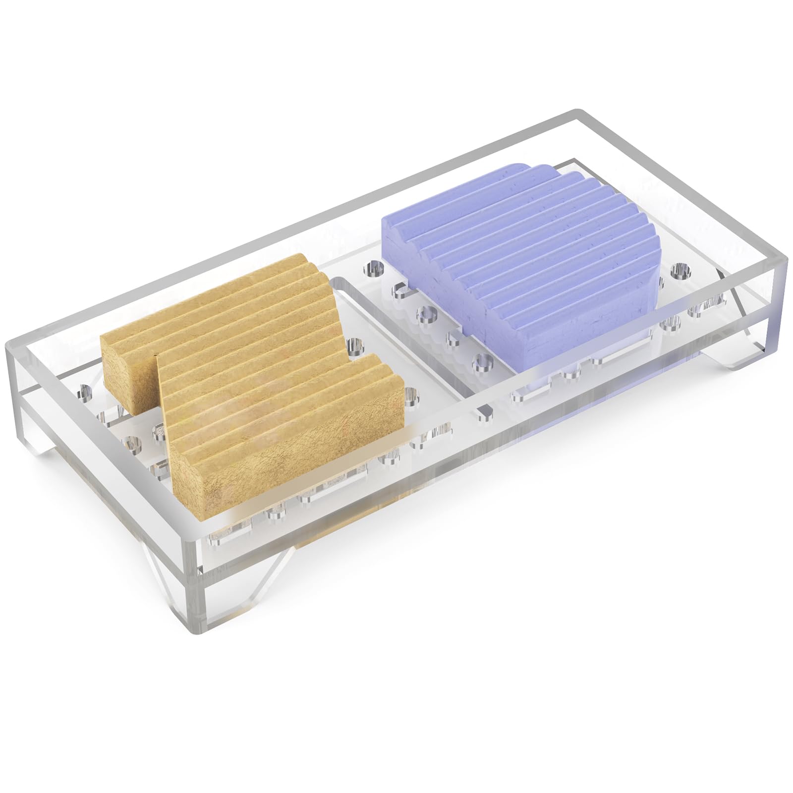 NiHome Seifenschale aus Acryl mit Ablauf, langlebiger Seifenhalter für Bad und Küche, 360° Luftzirkulation, hält Seife trocken und rückstandsfrei, leicht zu reinigen (Transparent)