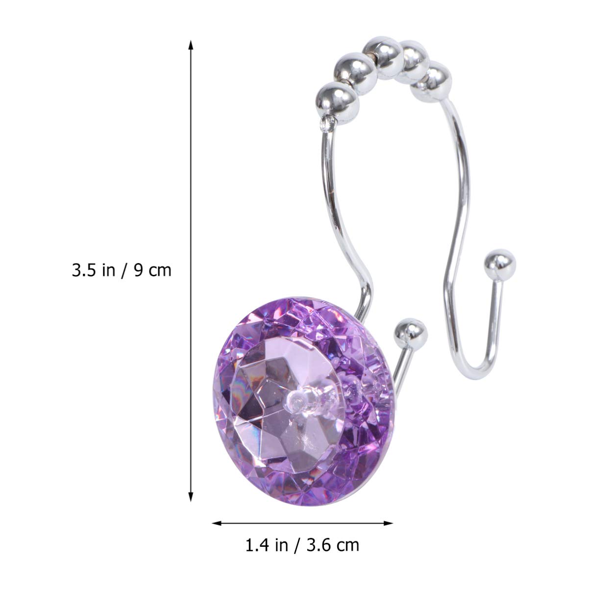 TOPBATHY 12pezzi Ganci per Doccia e Rivestimenti Ganci Doppi Scorrevoli in Acciaio Inossidabile per Anelli con Design Strass Decorativi