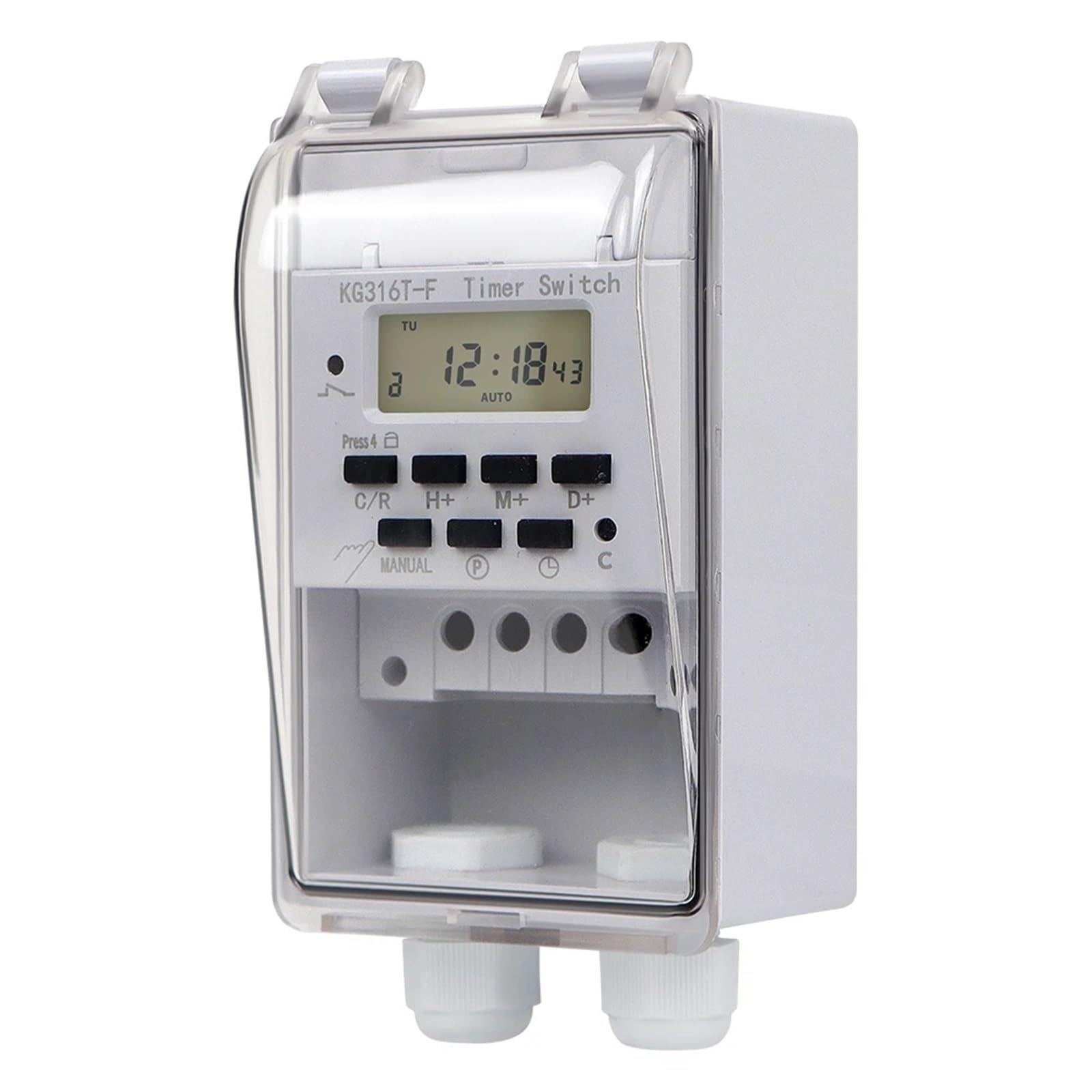 1PCS 30A Digital Timer Switch Relay 168 Hours Weekly 7 Days Programmable Timer Control AC 220V KG316T With Outdoor Waterproof Box