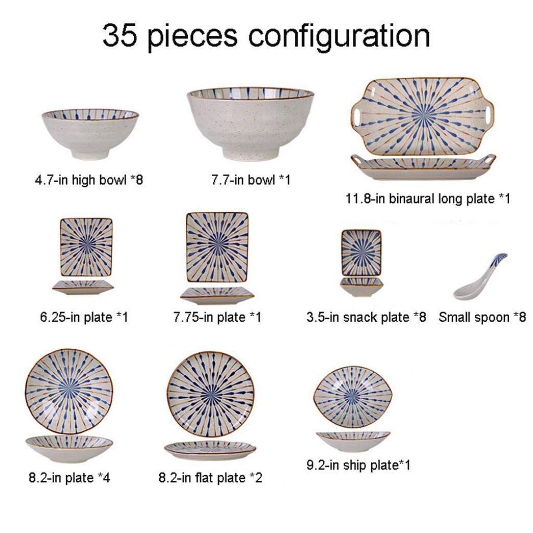 Ceramika zastawa stołowa, 35 sztuk ceramika zestaw obiadowy wzór w stylu vintage talerze porcelanowe miski połączenie na bankiet prezent na parapetówkę