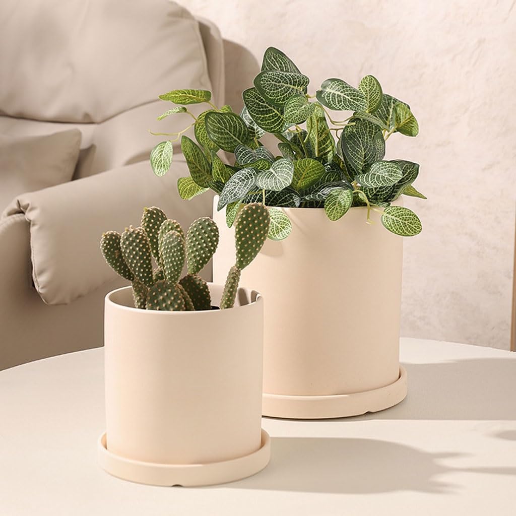 LAPADULA Pflanzentöpfe Home Luxus Dekoration Keramik Blumentöpfe Runde Blumentöpfe Moderner minimalistischer Stil Keramik Blumentöpfe mit Entwässerungslöchern Pflanzgefäße