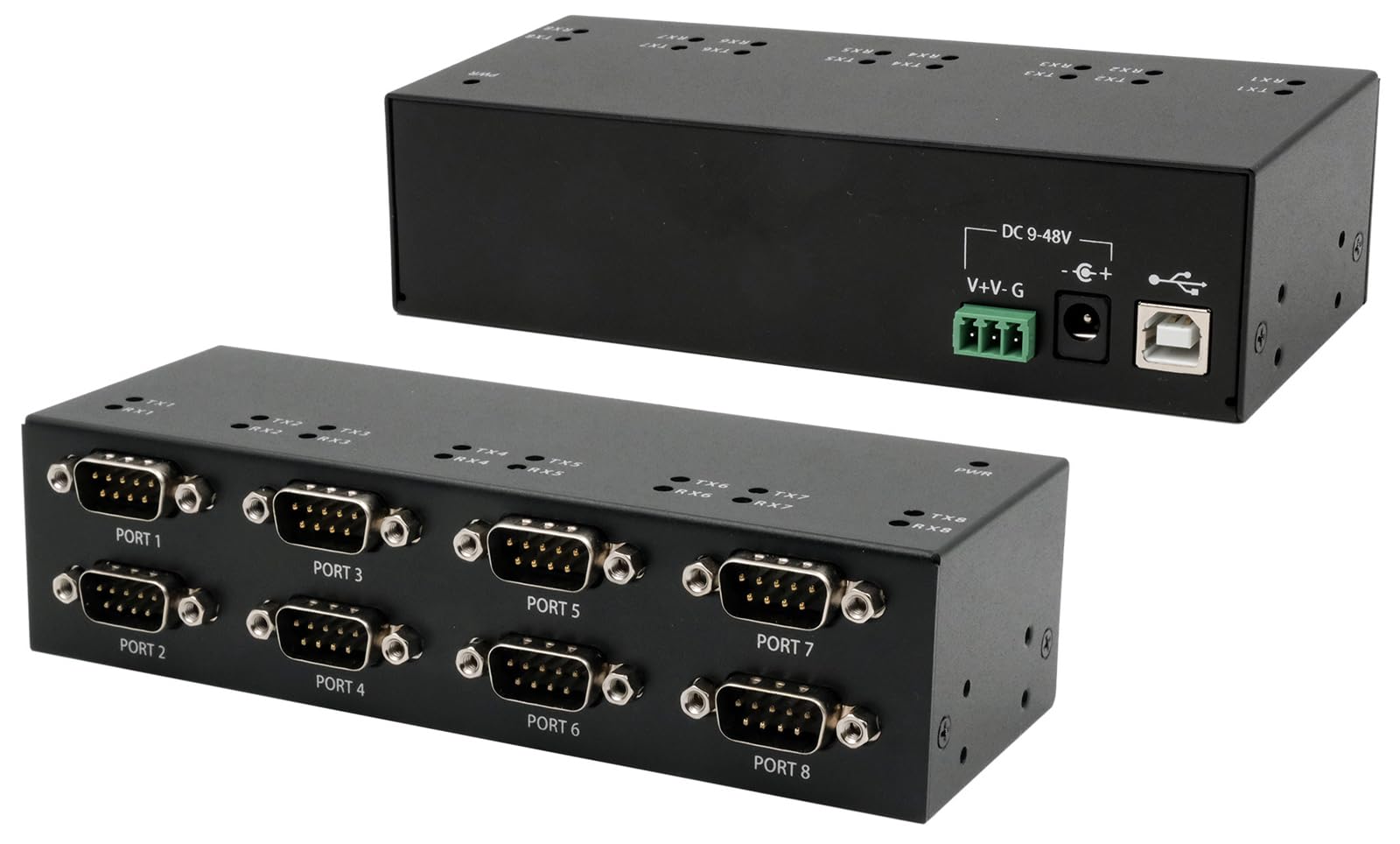 EX-13078HM USB 2.0 zu 8 x Seriell RS-232 FTDI Chip-Set Metallgehäuse
