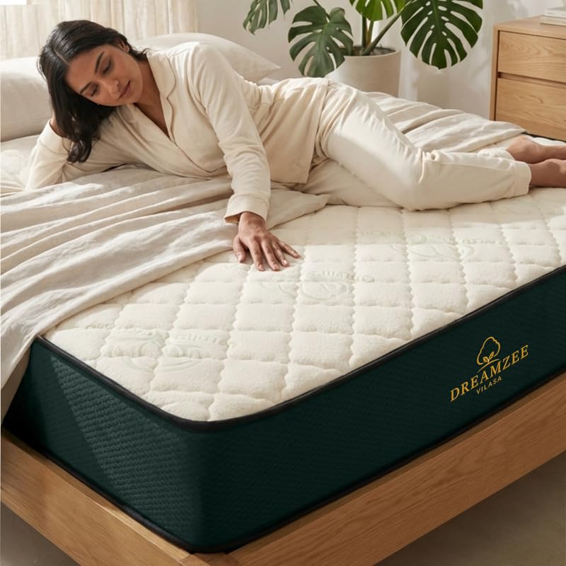 Image of DREAMZEE Vilasa 100% Full Natural Latex Mattress | Medium Comfort | GOTS Certified | Mono-Zone Latex | Natural Series - Single Size (72x36x5 Inches) | 12 Years Warranty