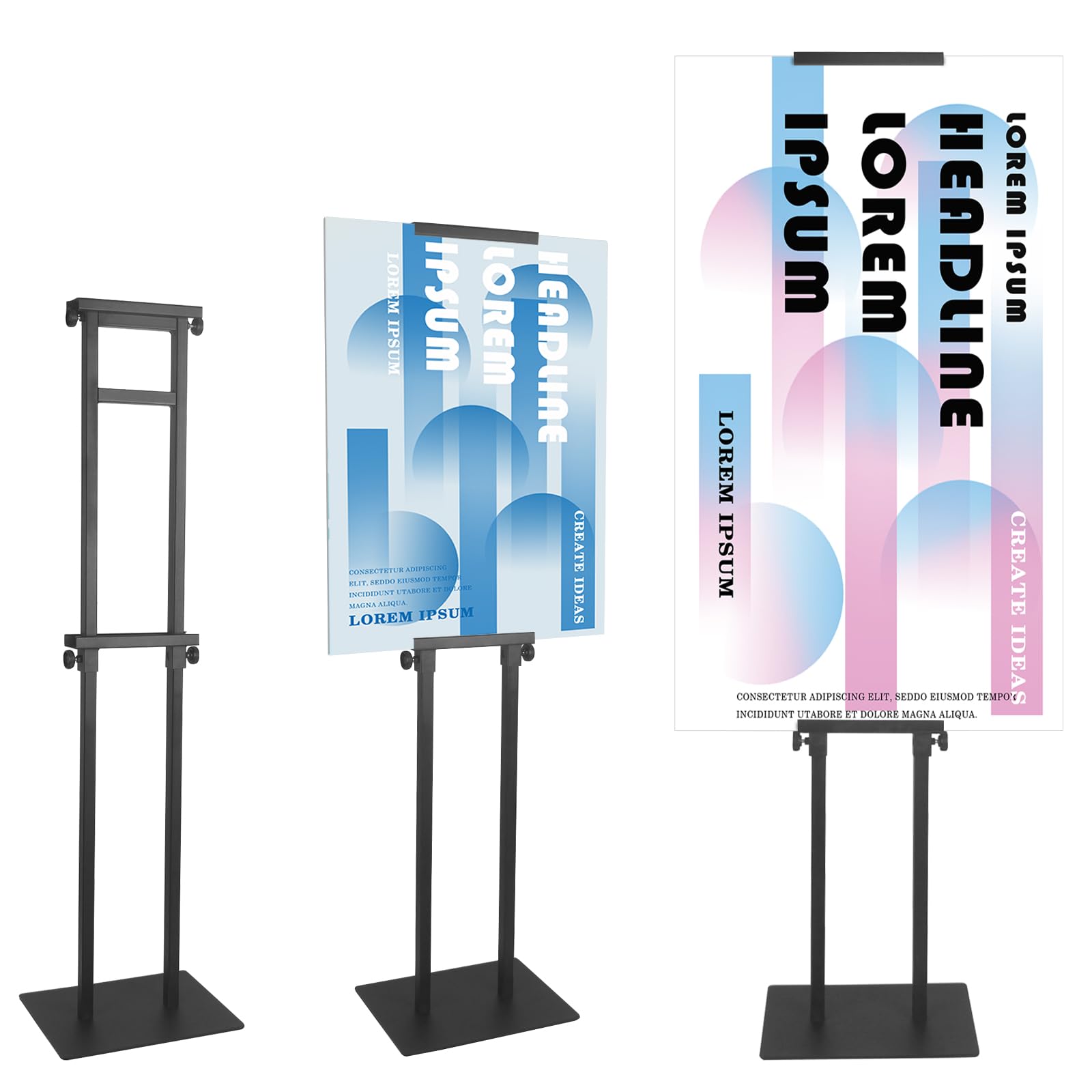 Photo 1 of QKA Poster Stand for Display, Double Sided Pedestal Sign Holder , Heavy Duty Adjustable Floor Standing Height to 75 inches, Easy to Install, Suitable for Exhibitions,restaurants,theaters