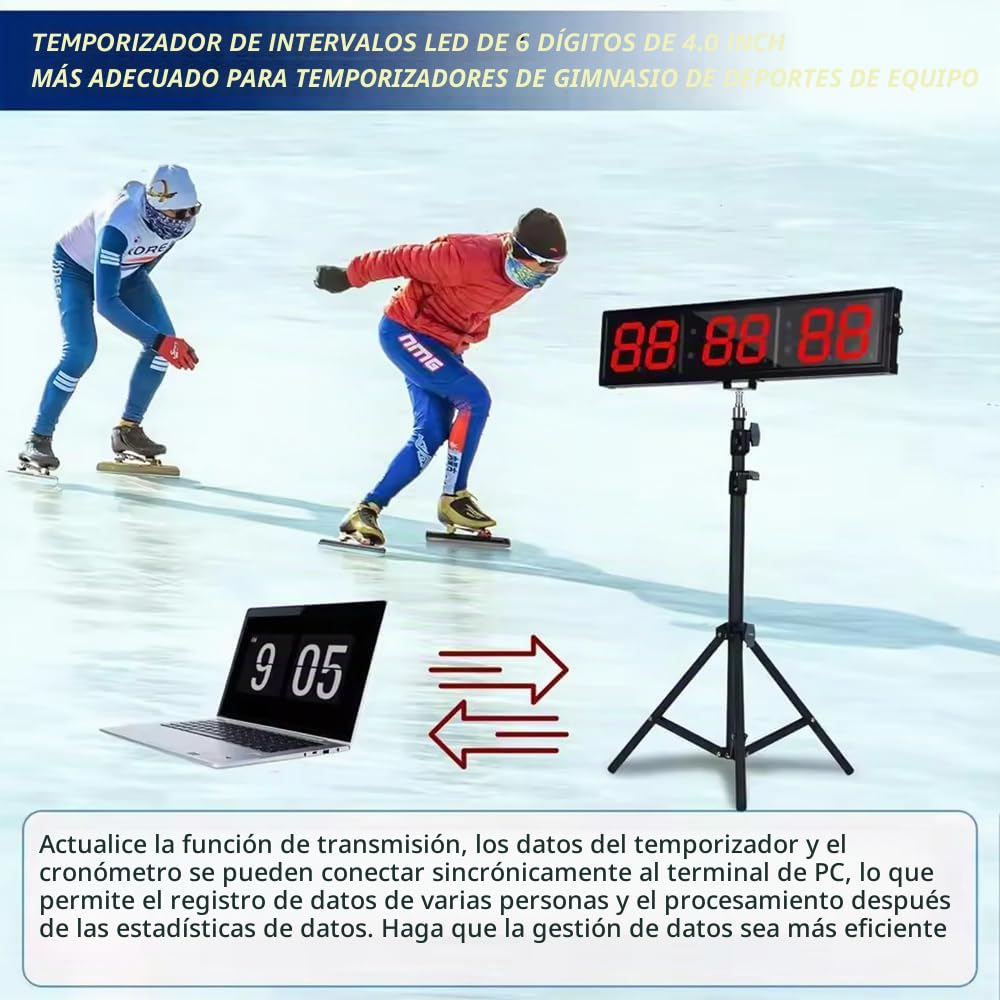 Juegos Cronómetro Gimnasio 2.3 Pulgadas con Trípode,Pantalla de 6 dígitos,Brillo Ajustable,Portátil,Brillo Ajustable de 12/24 Horas,Incl Trípode y Soporte de Pared para Cocina/Exámenes/Competición