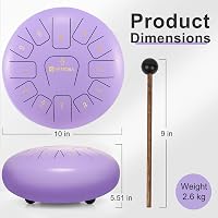 Vangoa 12 Colos Acél Tongue Drum - 13 Hangú C-Dúr Hangszer Meditációhoz és Jógához, Ütővel, Hangjegy Matricával és Ujjvédővel 3