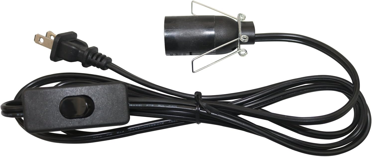 6 Feet Salt Lamp Cord Replacement Cord with On/Off Switch and E12 Candelabra Base (Black, 4 PCS)