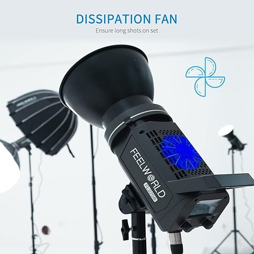 Vista 6 de FEELWORLD FL225B 2700K ~ 6500K Luz de estudio de video bicolor 225W Iluminación continua CRI96+ TLCI97+ 64500lux@3.3 ft para película, transmisión