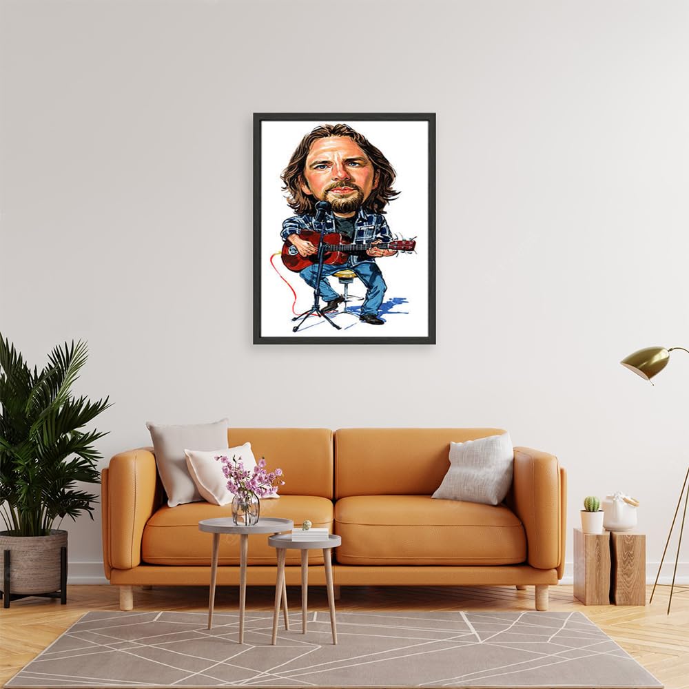 VERRE ART Printed Framed Canvas Painting for Home Decor Office Wall Studio Wall Living Room Decoration (22x34inch Black Floater) - Eddie Vedder