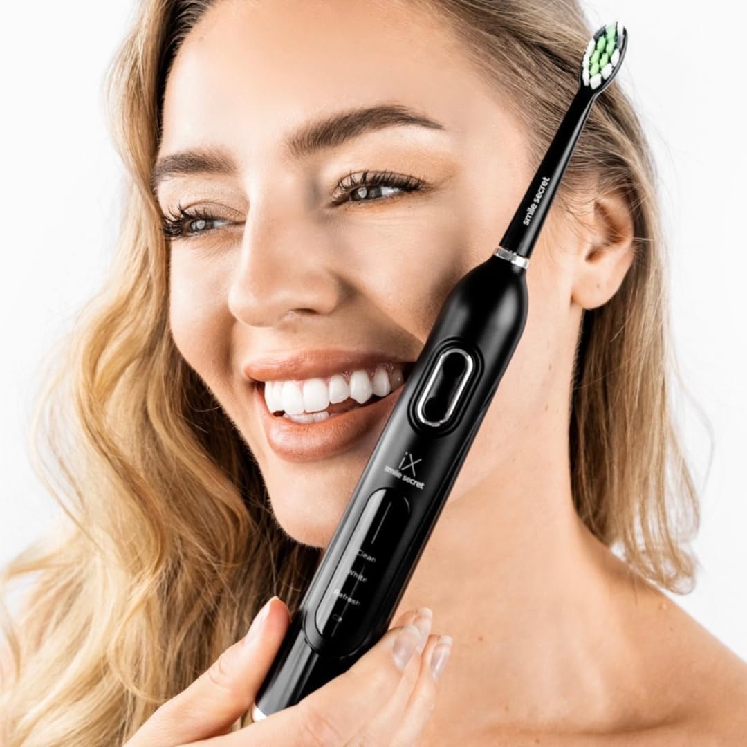SmileSecret iX Ultraschall-Zahnbürste, 40.000 Schwingungen/Min elektrische Zahnbürste, Tiefenreinigung, Drucksensor zum Schutz des Zahnfleisches, 2-Min-Timer, Massagemodi für saubere Zahnaufhellung