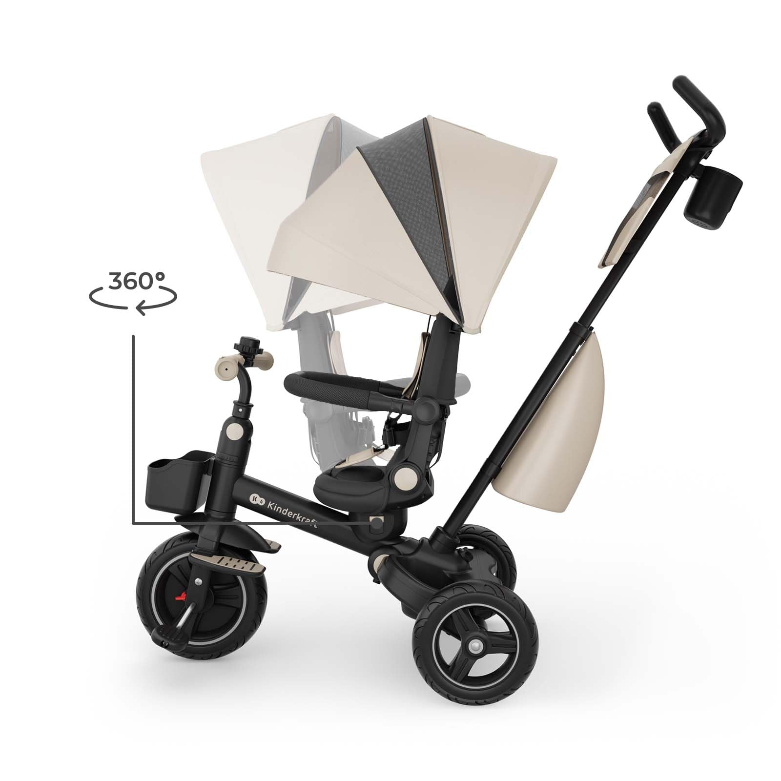 Kinderkraft Spinstep 2 Plus Dreirad-Kinderwagen, Beige