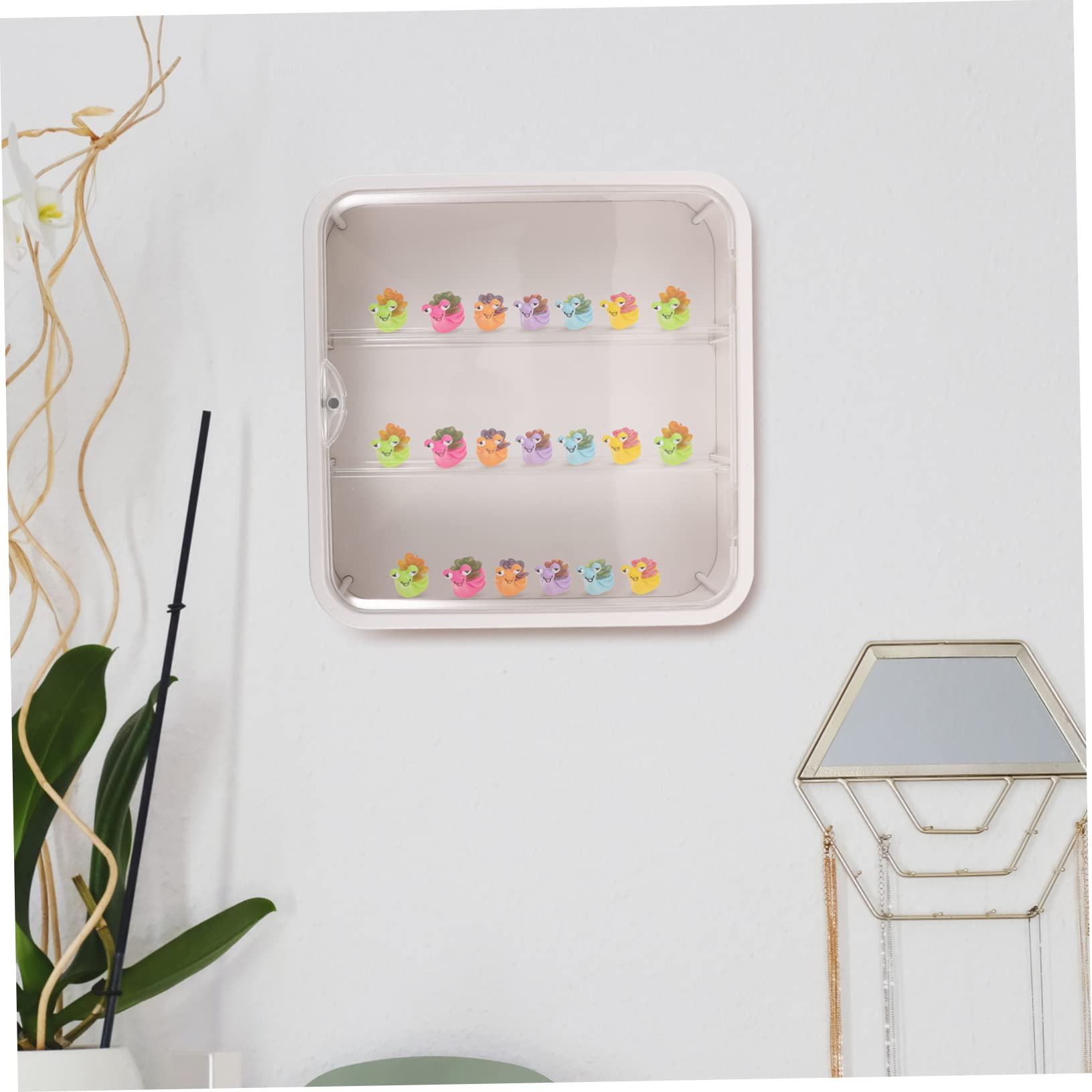 Boîte Murale à Figurines Mini, Présentoir de Rangement, Plastique Blanc