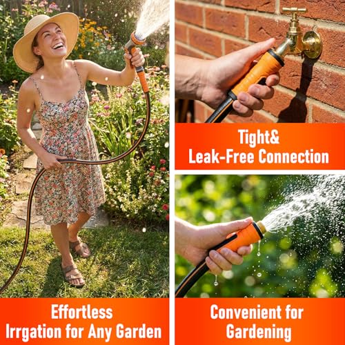 Image of Garden Hose 100 ft x 5 /8 inch, Heavy Duty Water Hose, Flexible and Durable, Kink Resistant Lightweight Hybrid Hose, Leakproof Yard Hose with Male to Female Fittings