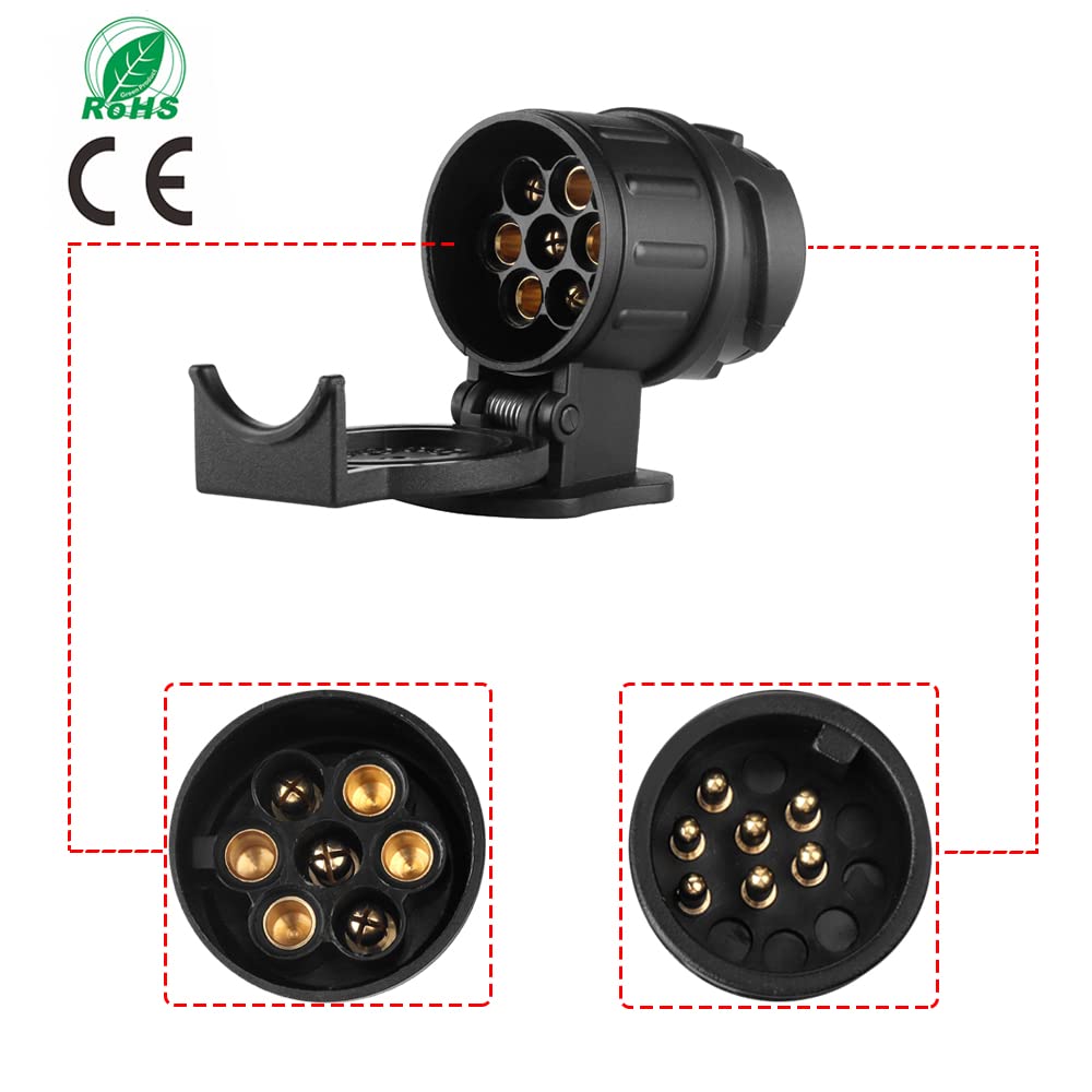 Adaptateur Prise Remorque 7 Vers 13 Broches TAEUYYM - 12V étanche - Pour Voiture, Camping-car, RV