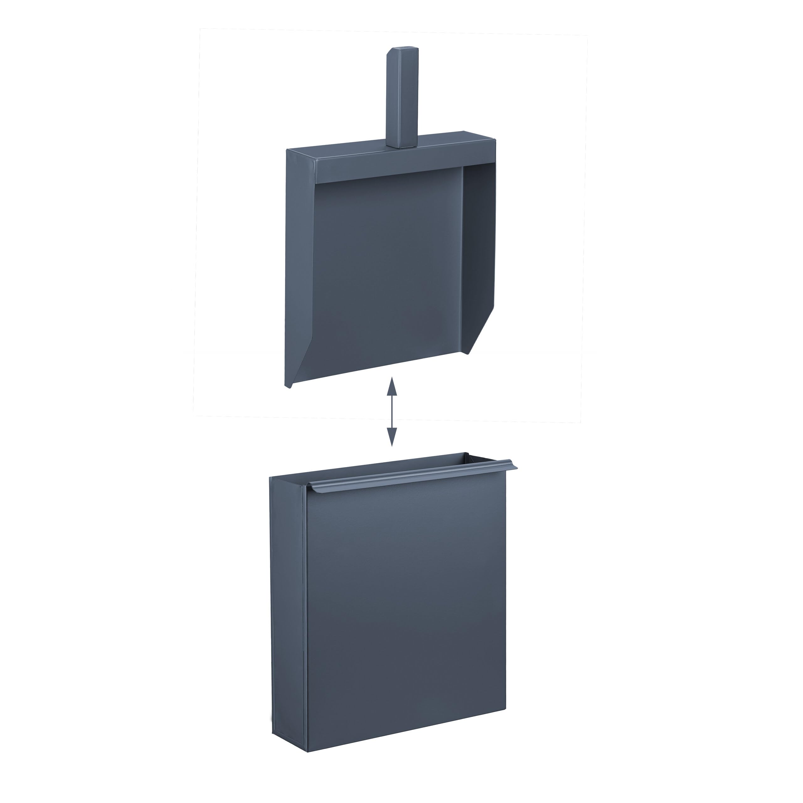 Relaxdays Caja Cenizas Recogedor, Acero, Contenedor Cenizas Chimenea y Estufa, 35,5 x 23 x 9 cm, Pala Cenizas, Antracita