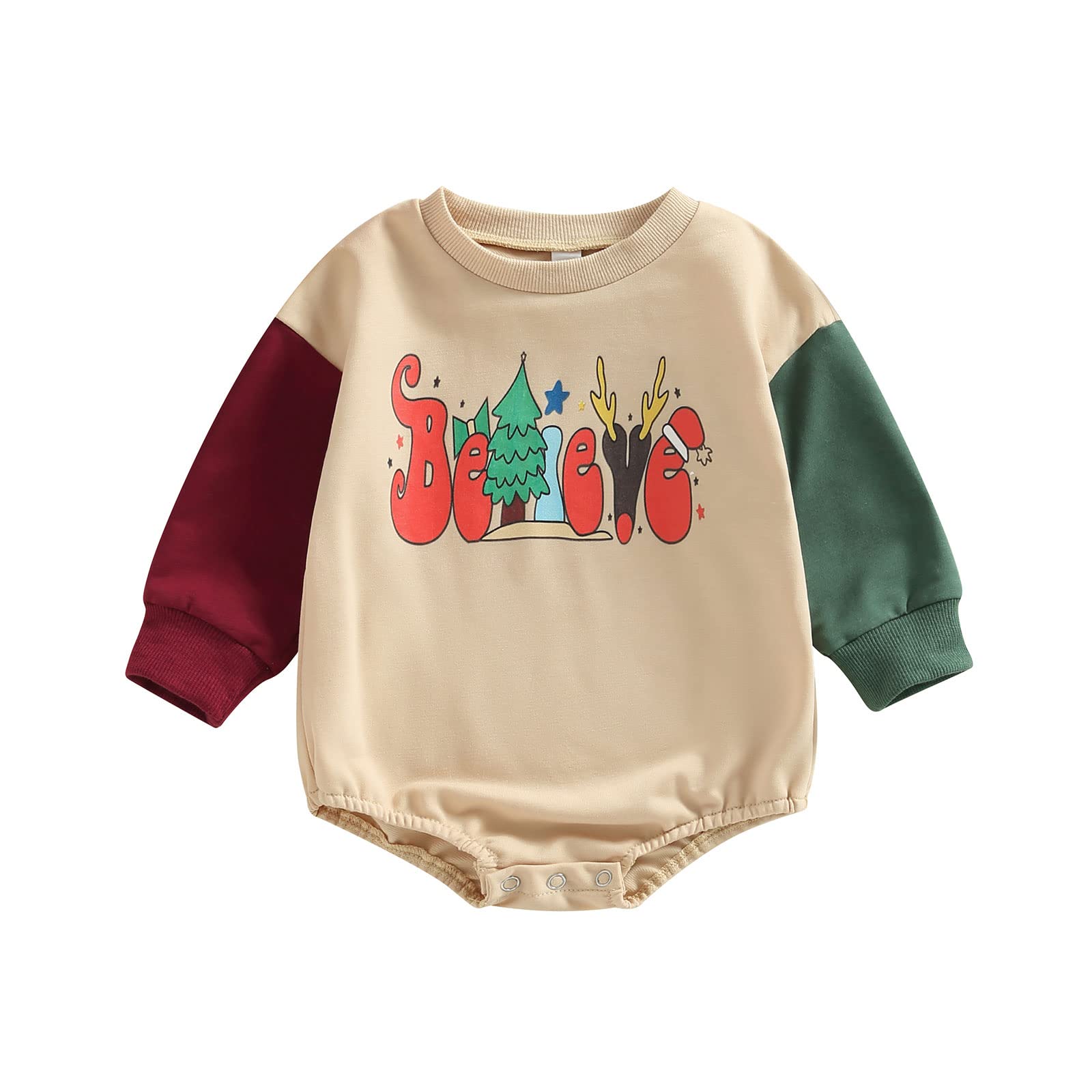 BULINGNA Cute Baby Girl Boy Thanksgiving Christmas Romper Sweatshirt Letters Print Bodysuit Fall Winter Outfit